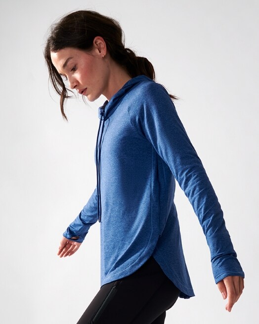 Filter: Uptempo tops. super-soft brushed fabric. Thumbholes keep sleeves in place. 5 silhouettes