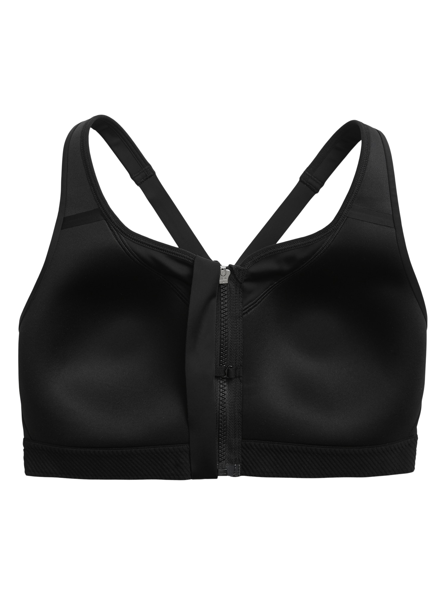 Charcoal High Impact Zip Front Sports Bra, Lingerie