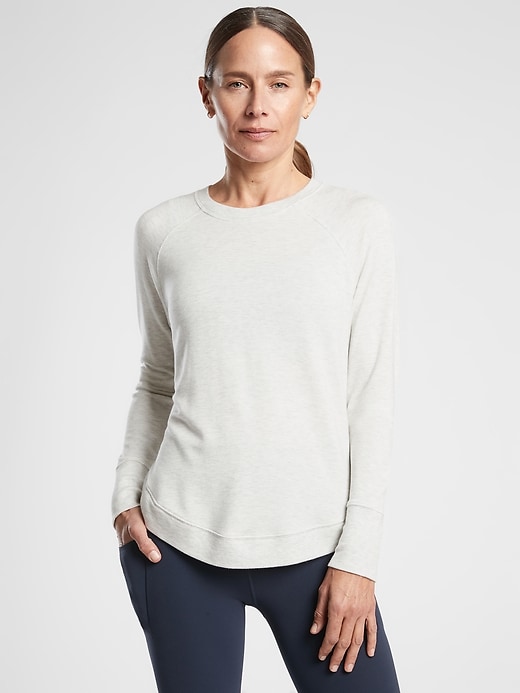 Athleta LARGE Gray Mindset hot Sweatshirt Fog Grey Heather