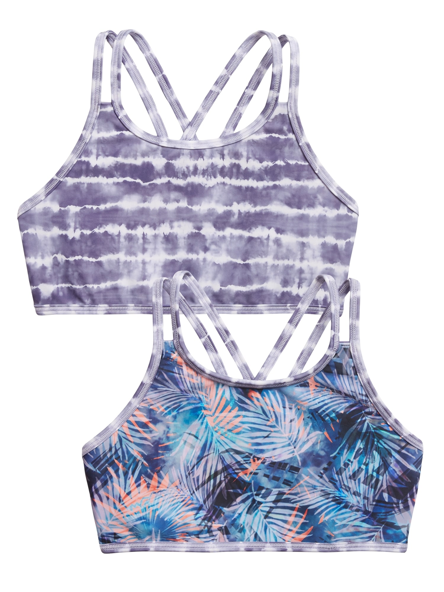 Athleta Girl Reversible Tropics Tie Dye Bikini Top purple. 1