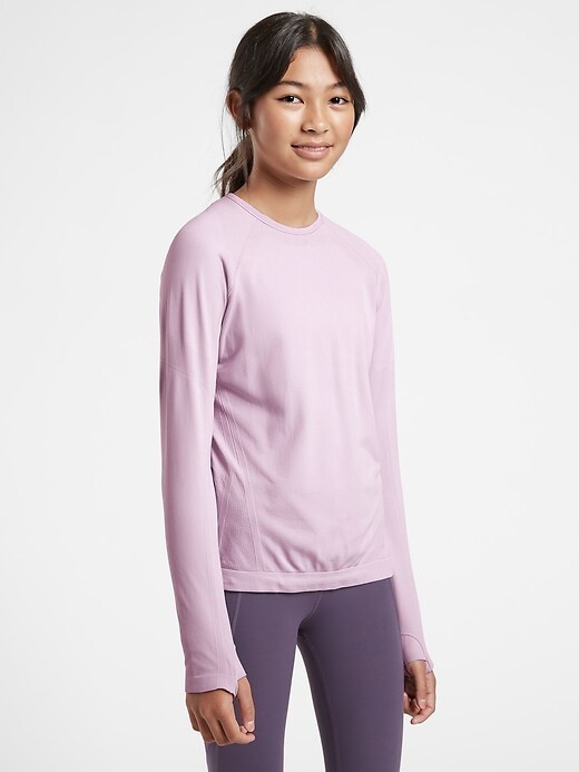 Haut Sans Couture Athleta Girl Power Up – Noir – Taille XL/14 – Neuf Avec étiquette