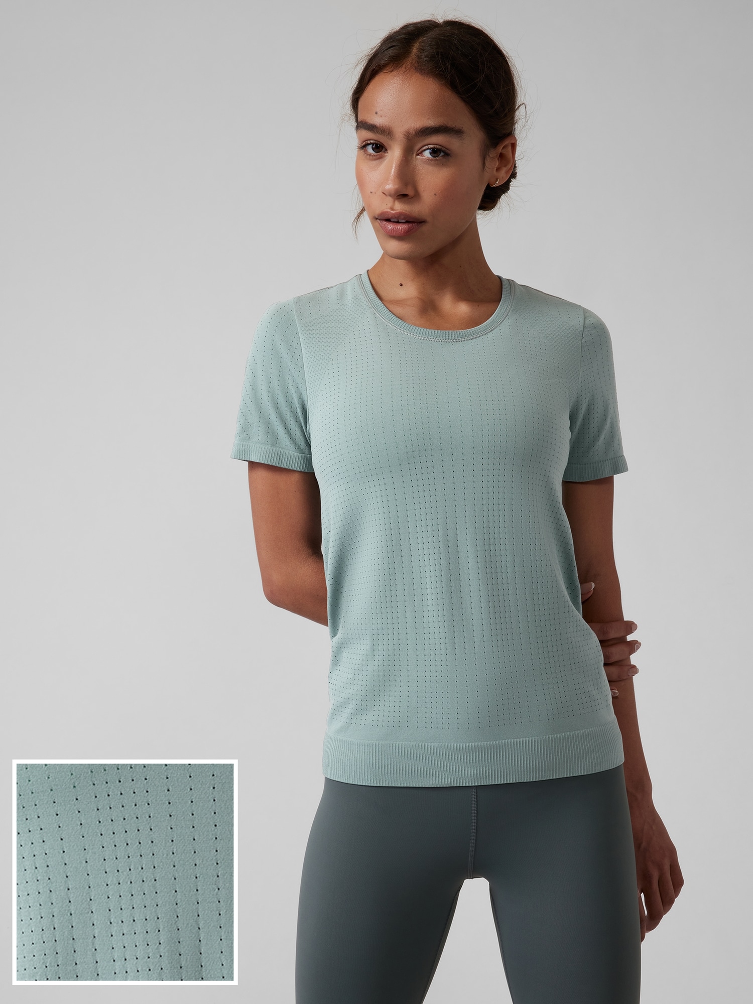 Athleta In Motion Seamless Tee gray. 1