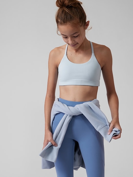Athleta Girl Kids Size 8-10 Years Blue Striped Sports Bra Top Athletic Wear