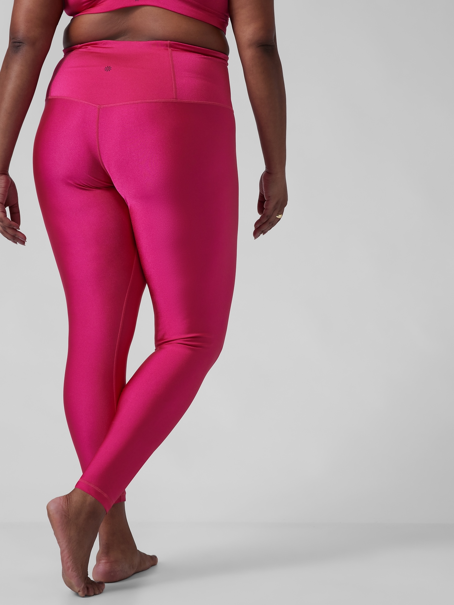 Athleta Elation Shimmer Tight Leggings Mocha Latte Blush Pink Women's Small