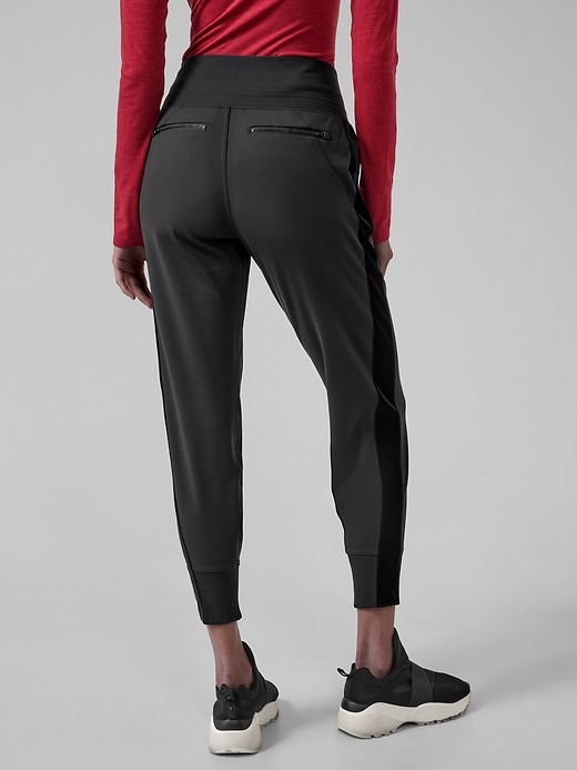 Athleta S black Venice Velvet Stripe Jogger pant casual comfort stylish  business - Athletic apparel