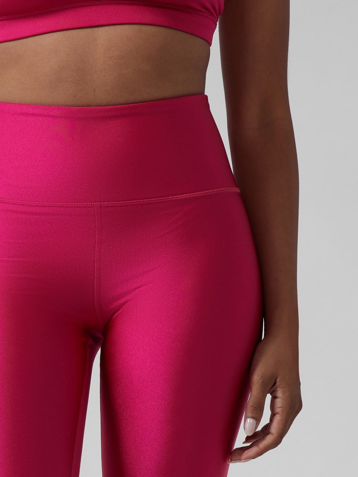Athleta Elation Shimmer Leggings Metallic Pink Womens Size XS