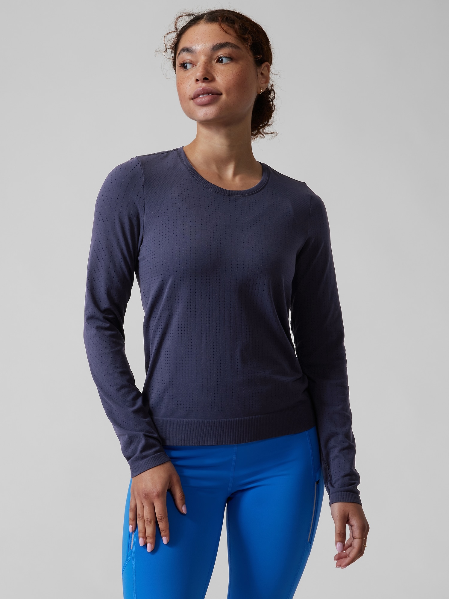 Athleta In Motion Seamless Top blue. 1