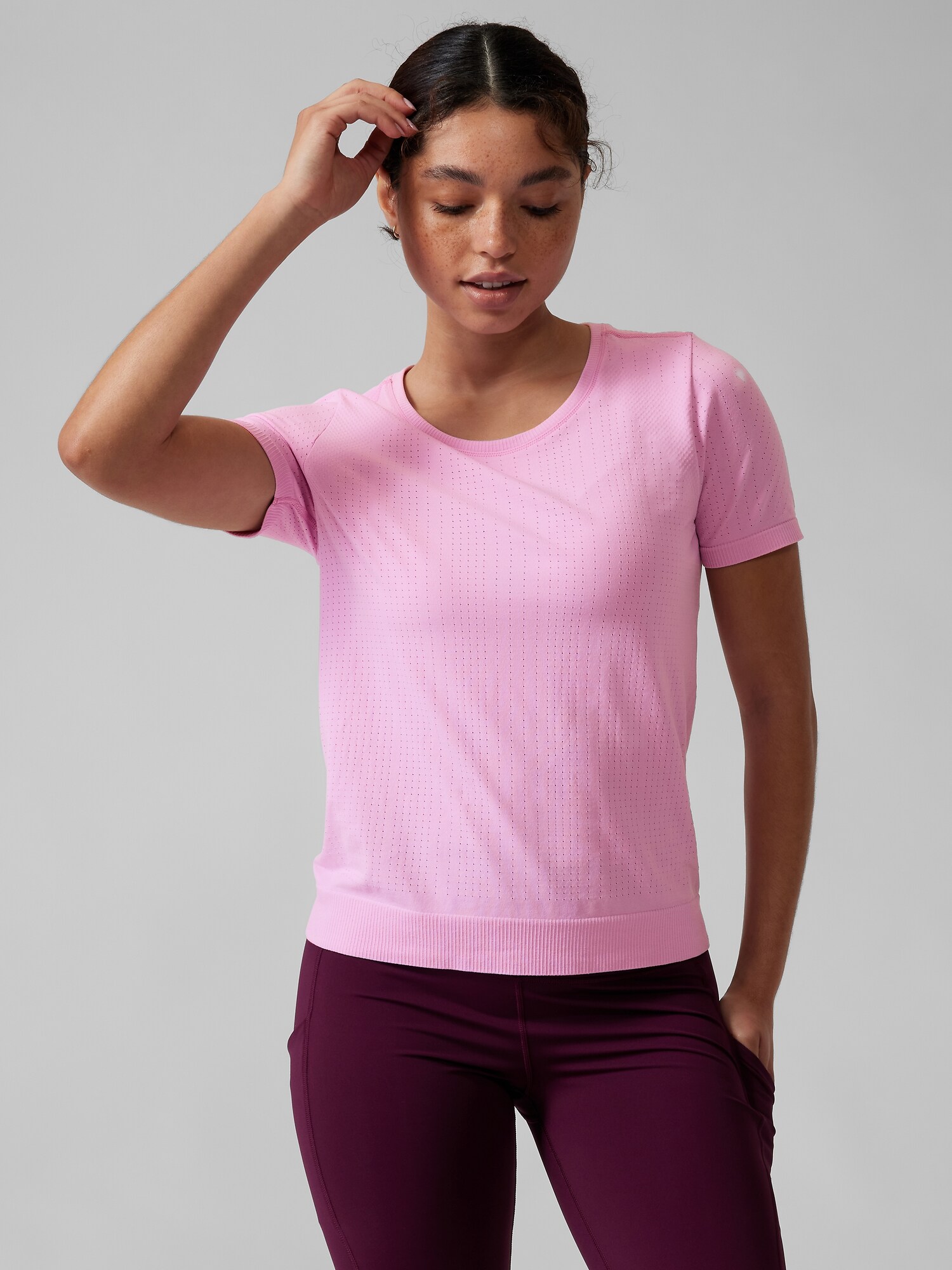 Athleta In Motion Seamless Tee pink. 1