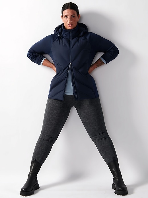 Athleta Peak Hybrid Fleece XL Birch Grey Tight Winter Sport Pant