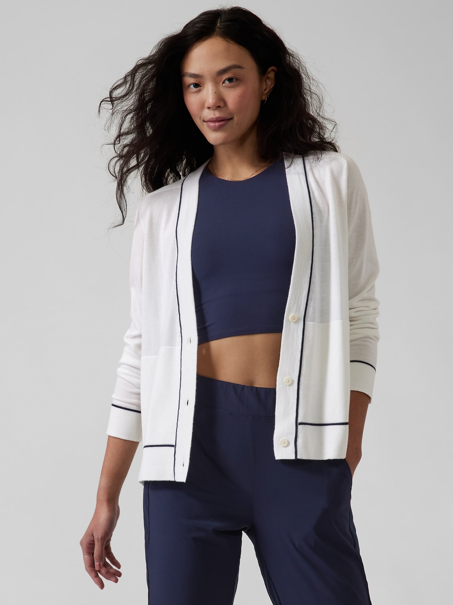 Athleta Lightweight Cardigan white. 1