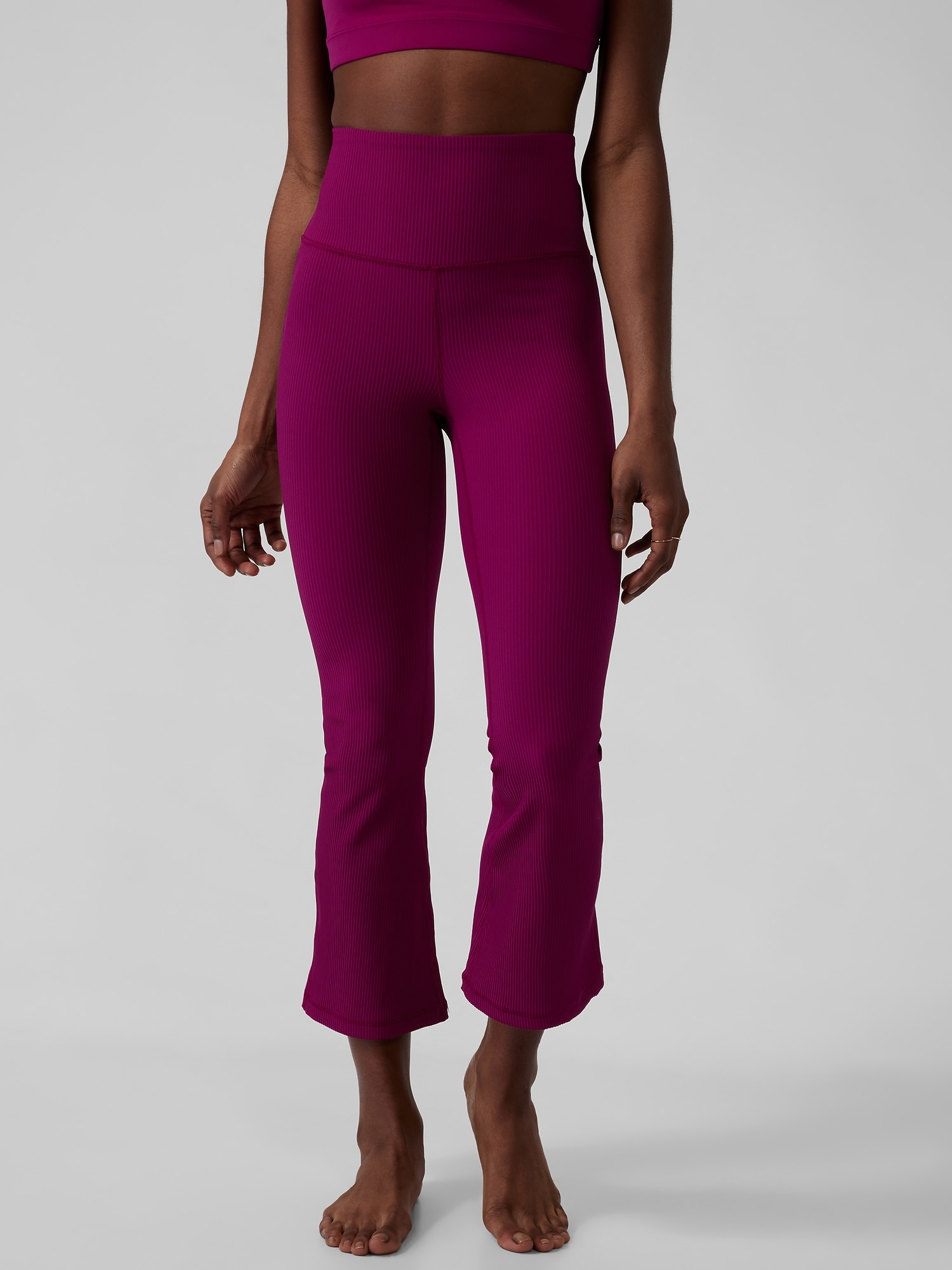 Athleta Elation Rib Crop Flare pink. 1