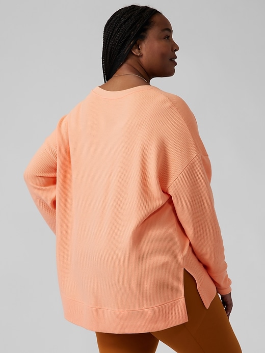 Athleta Orange Coaster Luxe Waffle Knit Sweatshirt Womens XS