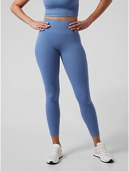 Athleta L LARGE Salutation Stash 7/8 Tight Leggings, Skylark Blue