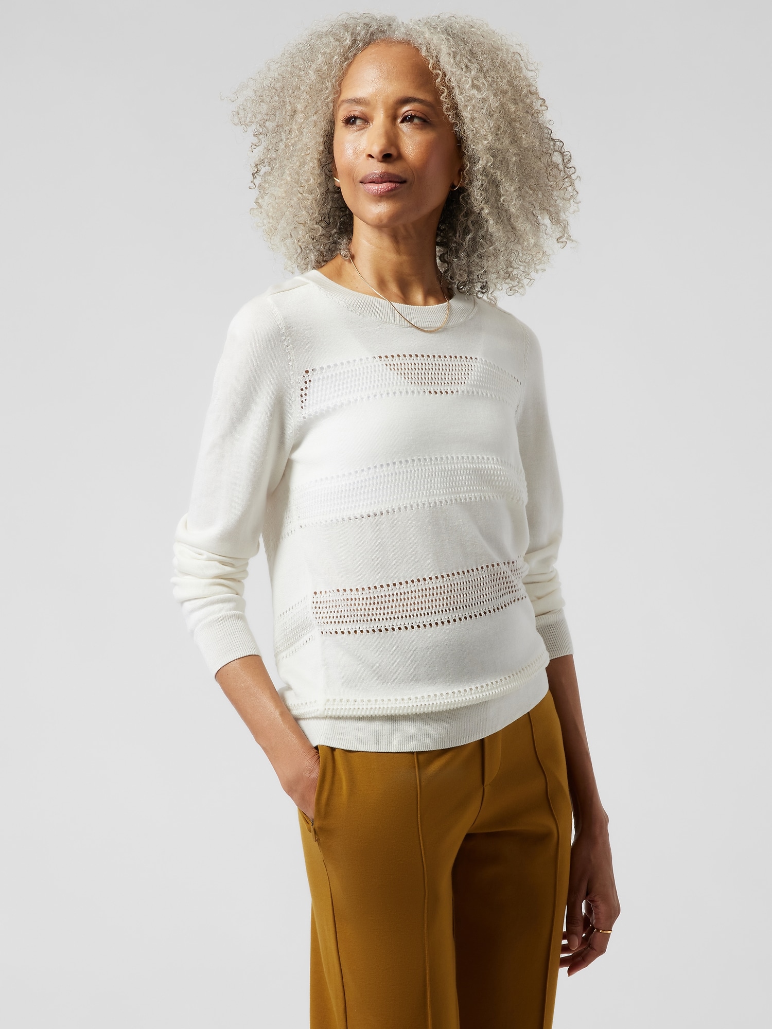 Pointelle Crewneck Sweater | Athleta