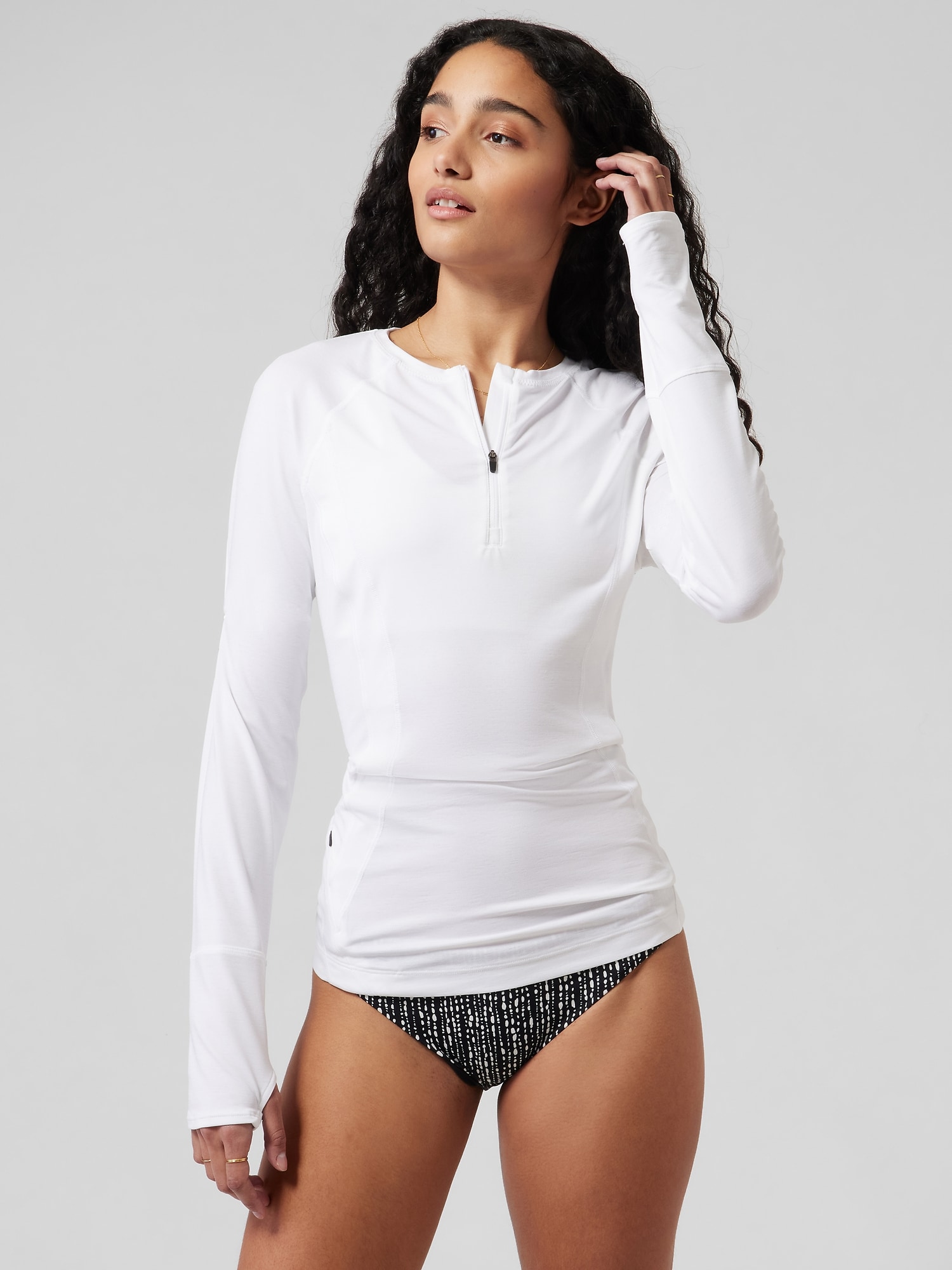 Athleta Pacifica Illume UPF Fitted Top white. 1