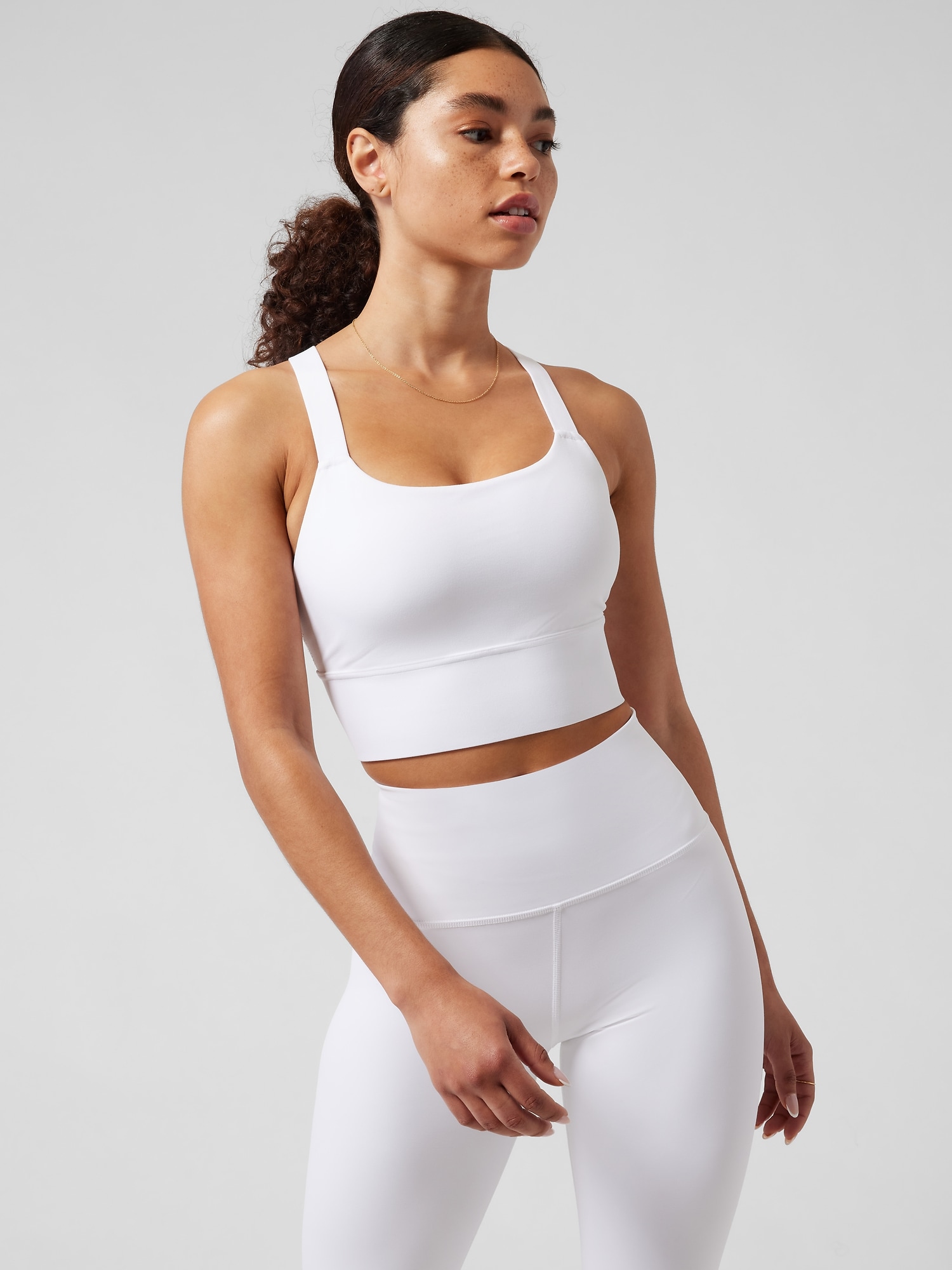 Athleta Warrior Longline Bra D&#45DD+ white. 1