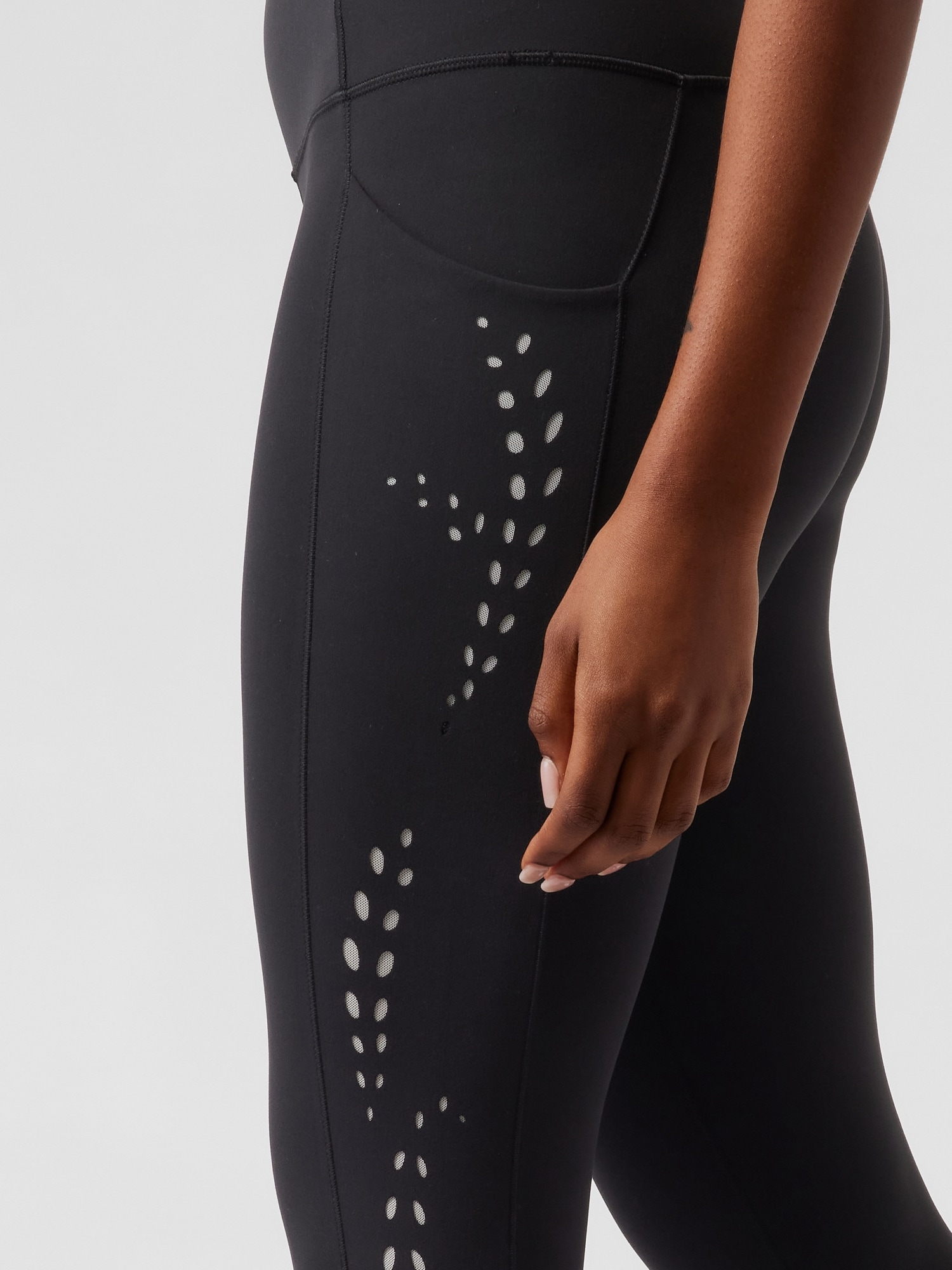 Laser Cut Full Length High Waisted leggings with Pockets - Womens