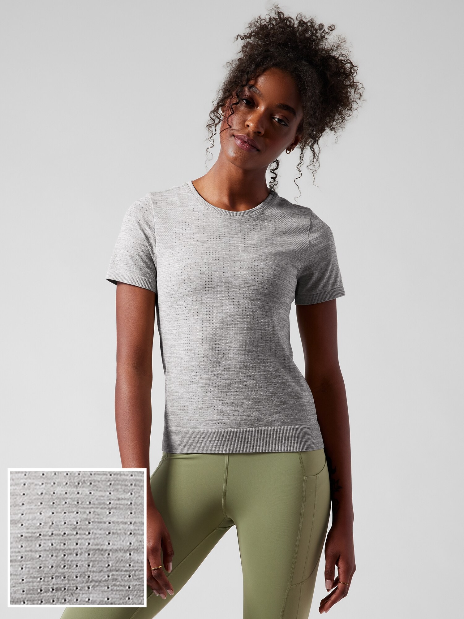 Athleta In Motion Seamless Tee gray. 1