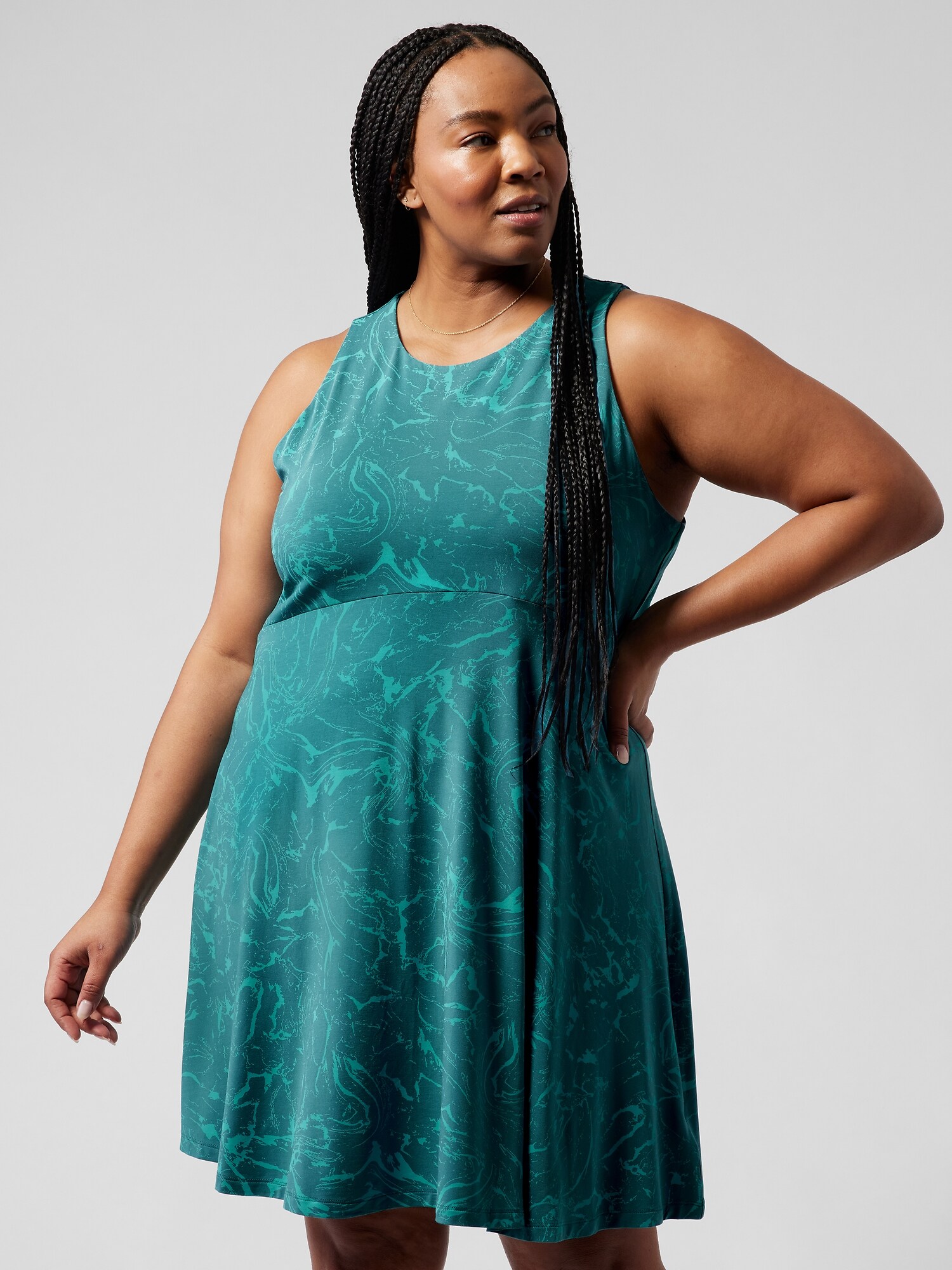 ATHLETA FIT REVIEW (Part 1): Santorini High Neck Printed Dress, Santorini  High Neck Mix Stripe Dress, Brookfield Dress, and Side Gather T-Shirt Dress  - The Sweat Edit