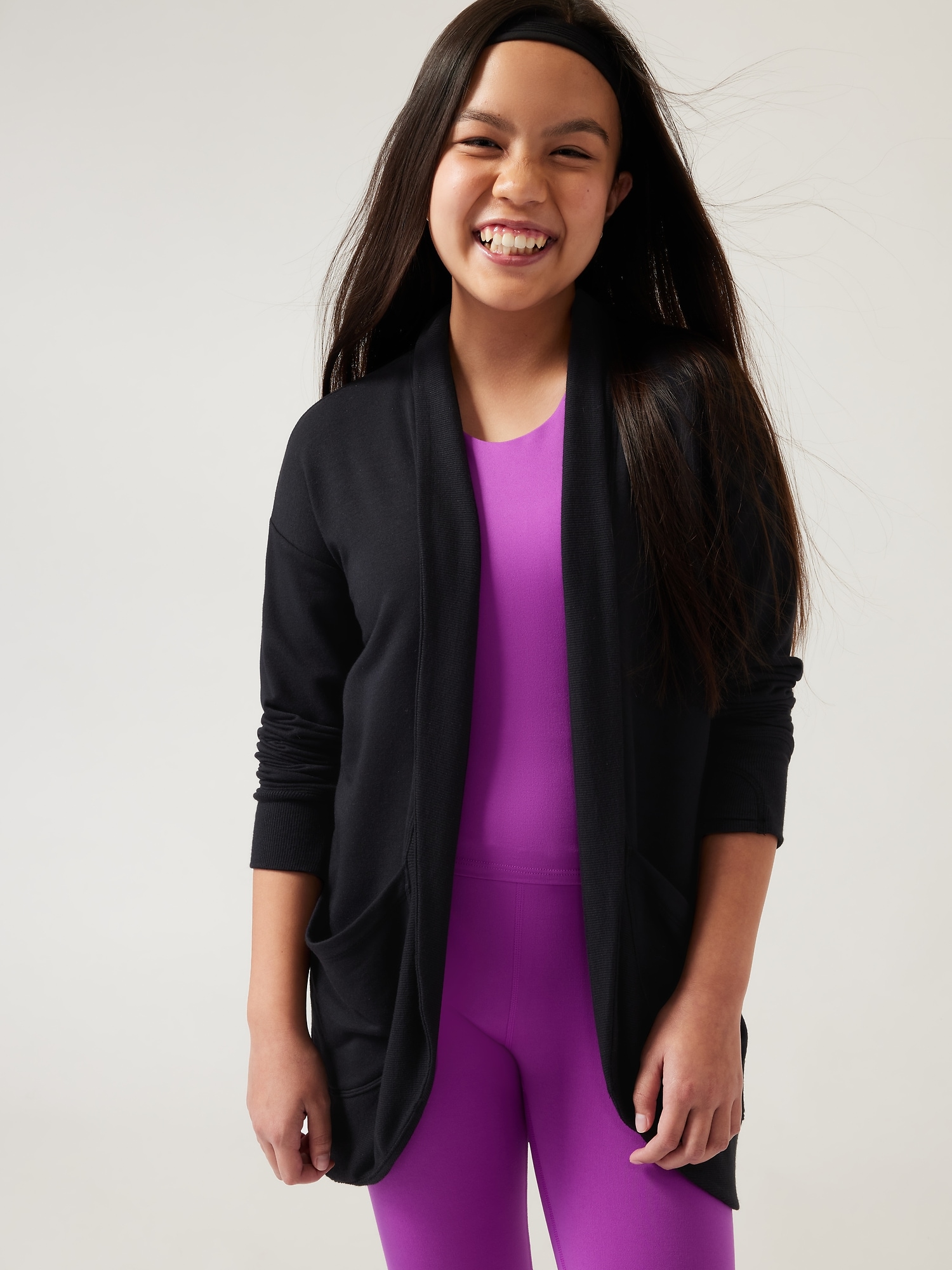 Athleta Girl Wrap 'N Roll Sweatshirt 2.0 black. 1