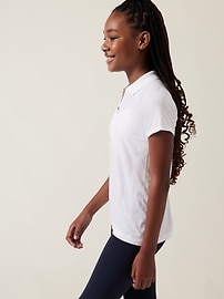 View large product image 3 of 3. Athleta Girl Power Up Seamless Short Sleeve Polo