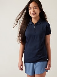 Image number 1 showing, Athleta Girl Power Up Seamless Short Sleeve Polo