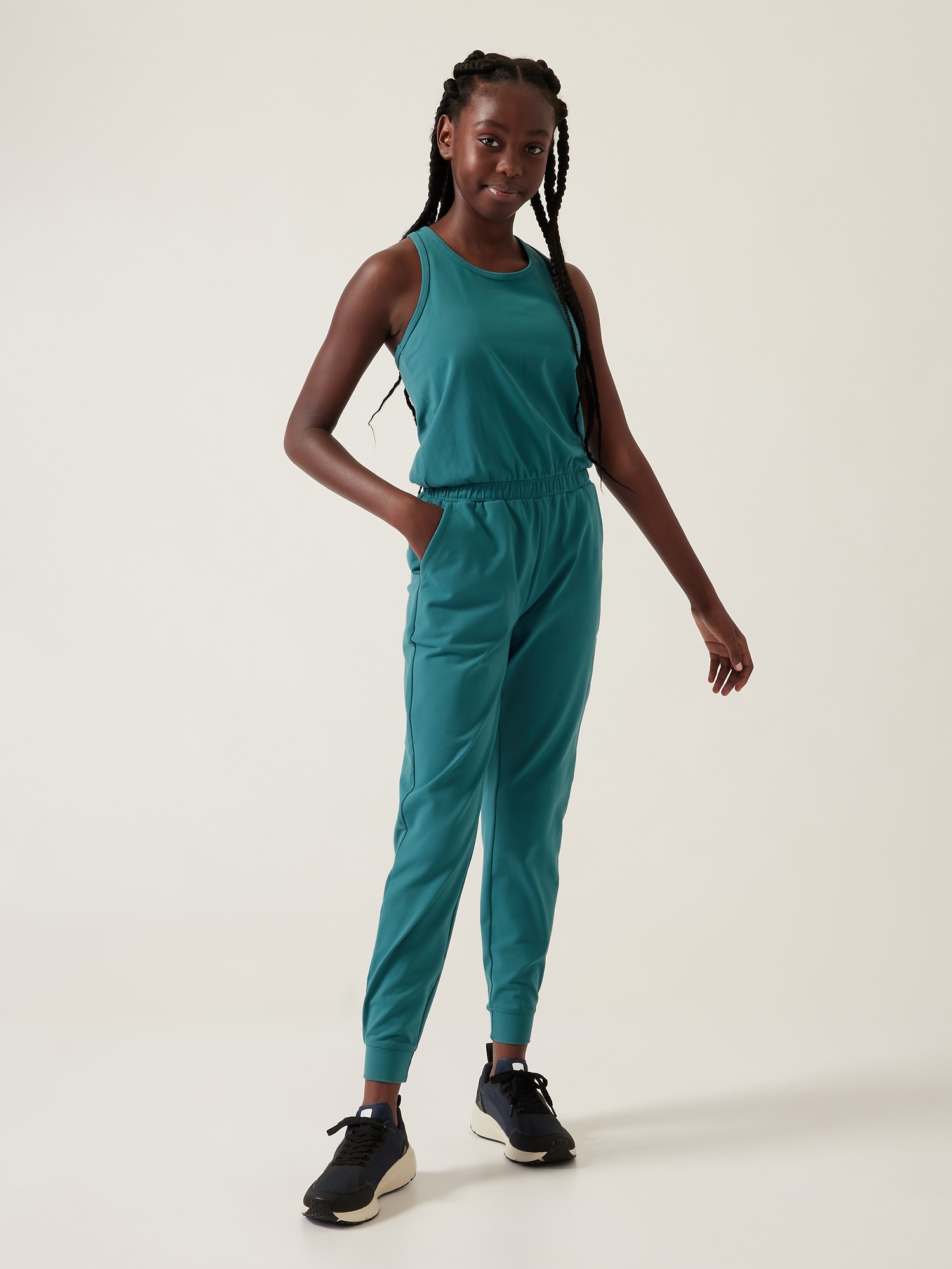 Athleta Girl Hop Skip and a Jumpsuit green. 1