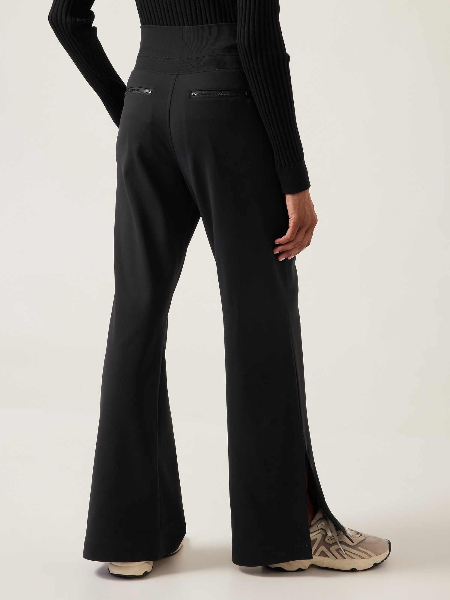 Antime 2021 Ruched Loose Flare Pants Streetwear Autumn Khaki Black
