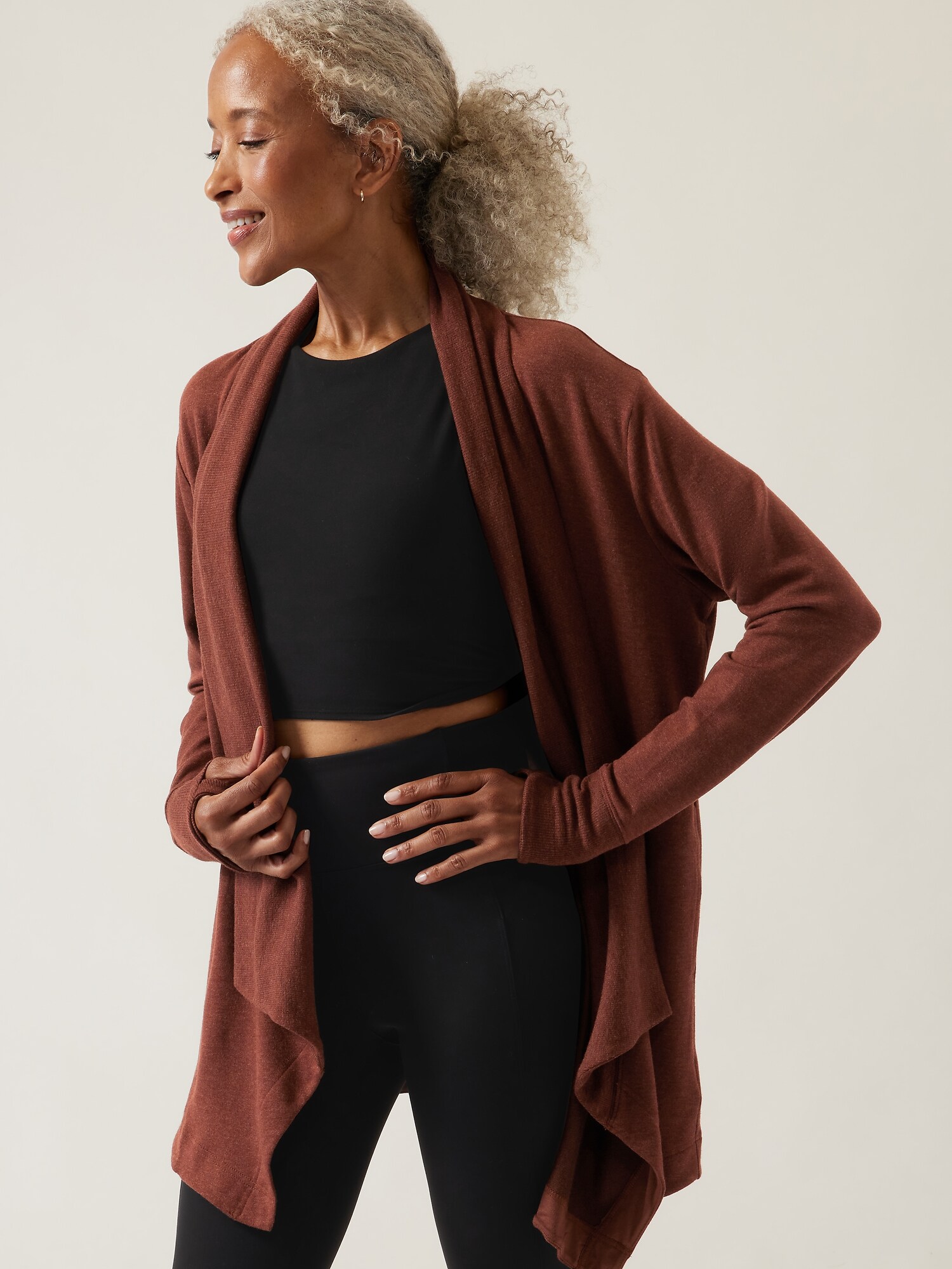 Athleta Pranayama Restore Wrap brown. 1