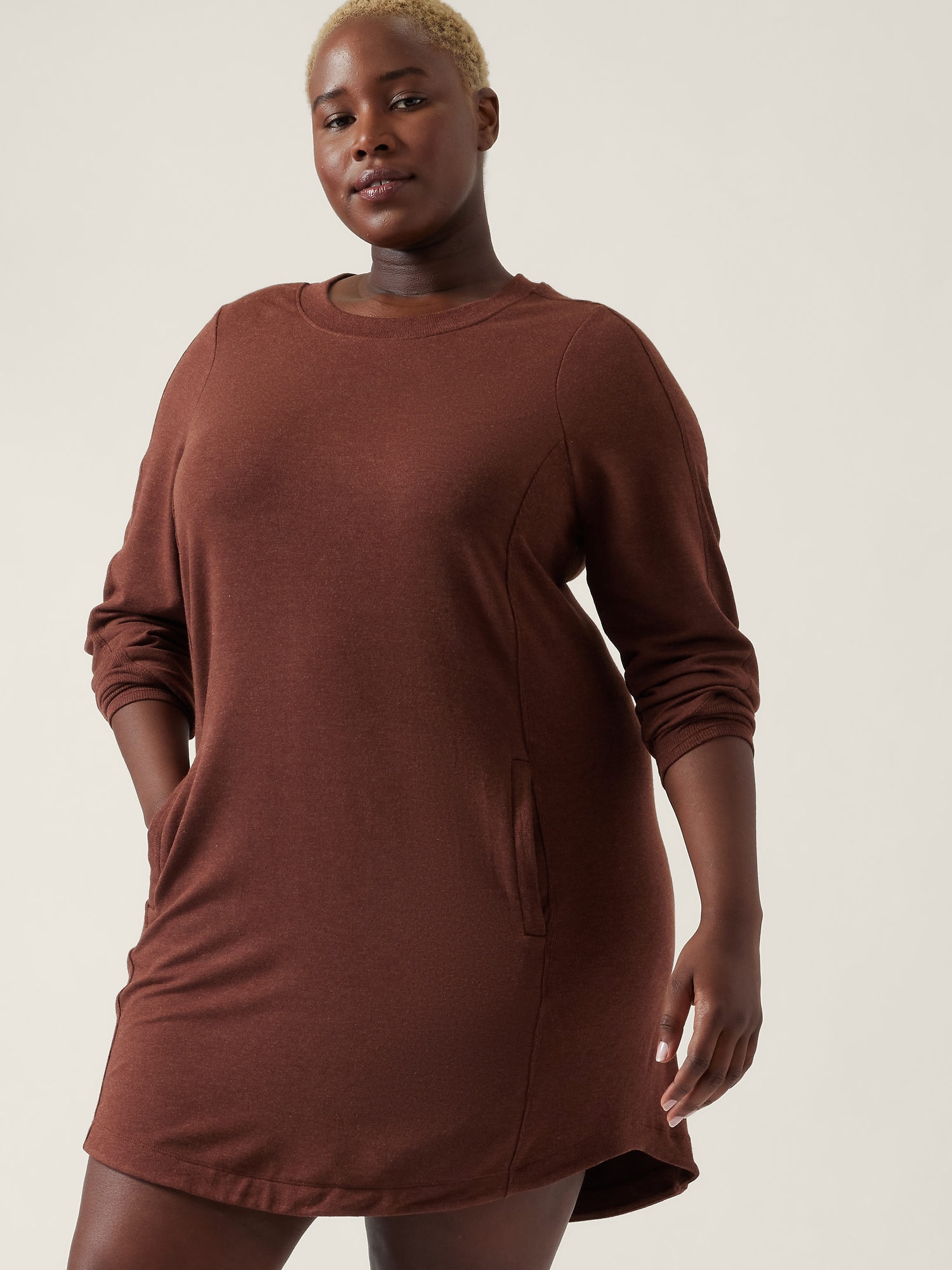 ATHLETA Balance Dress ST Small Tall S T | Black Sweatshirt Dress #599867 NEW