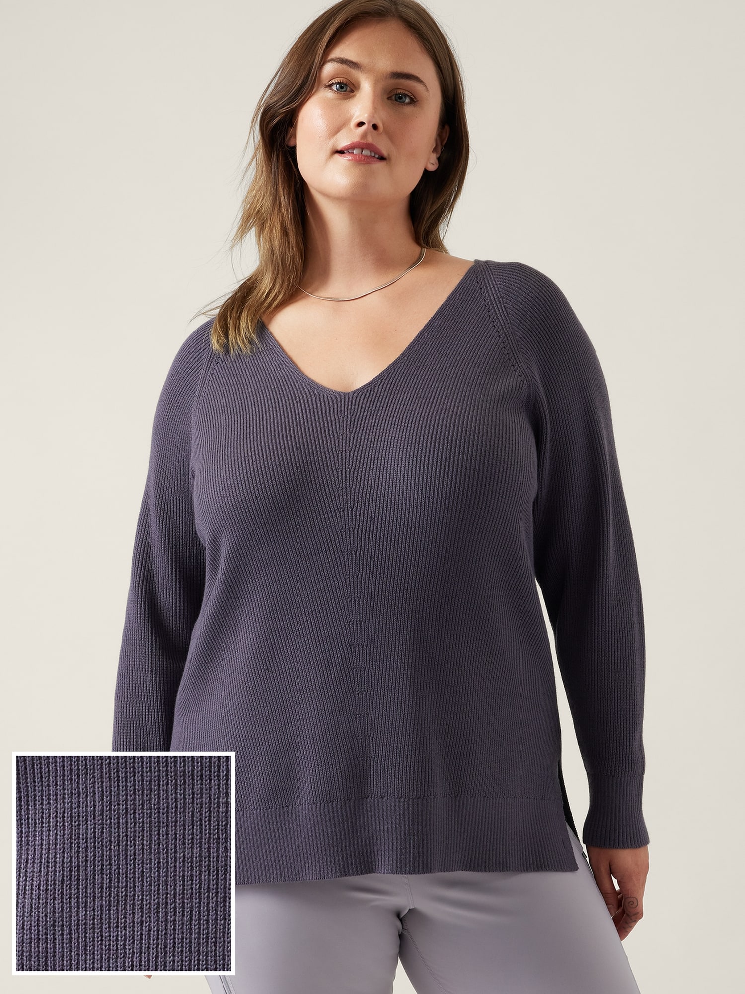 Athleta Hanover Refined V&#45Neck Sweater purple. 1