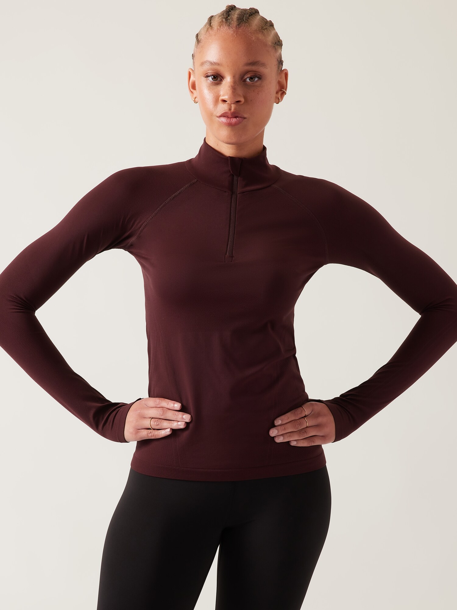 Athleta Momentum Seamless Half Zip red. 1