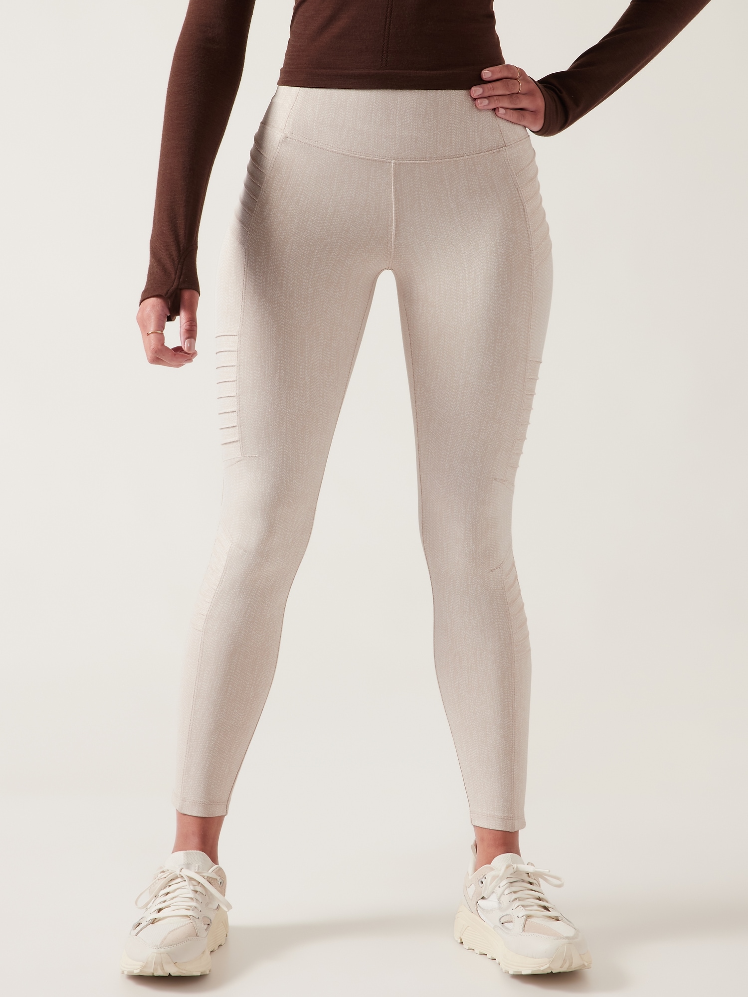 Athleta Delancey Moto Tight beige. 1