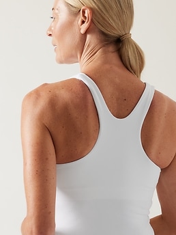 Women's Simple Body Sculpting Adjustable Strap Top Built In Bra Tank Top  Women Athletic (White, XL)