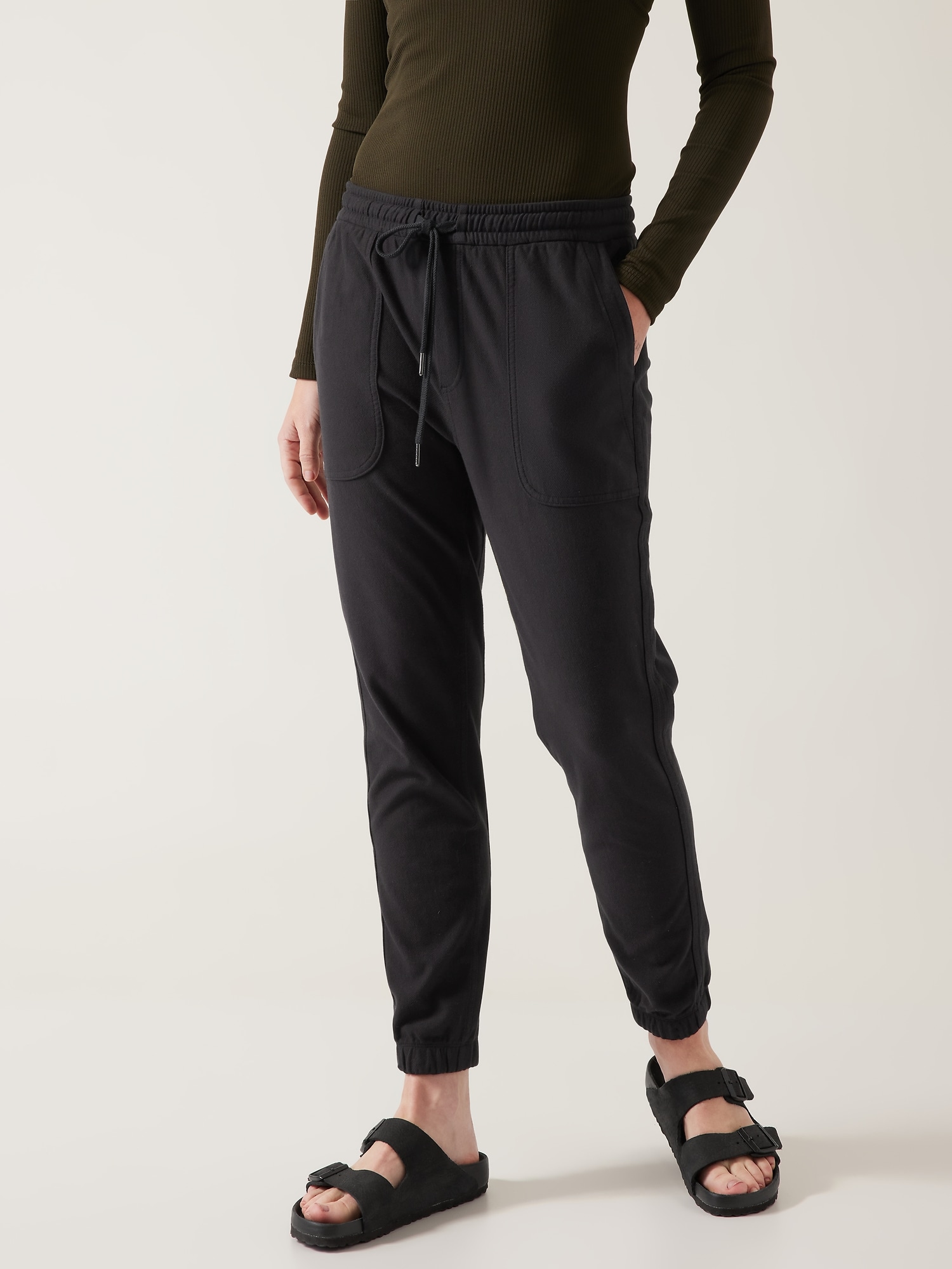 ATHLETA Studio Jogger SOFT Lightweight Yoga Pants | Black Heather XL  #446680 NWT
