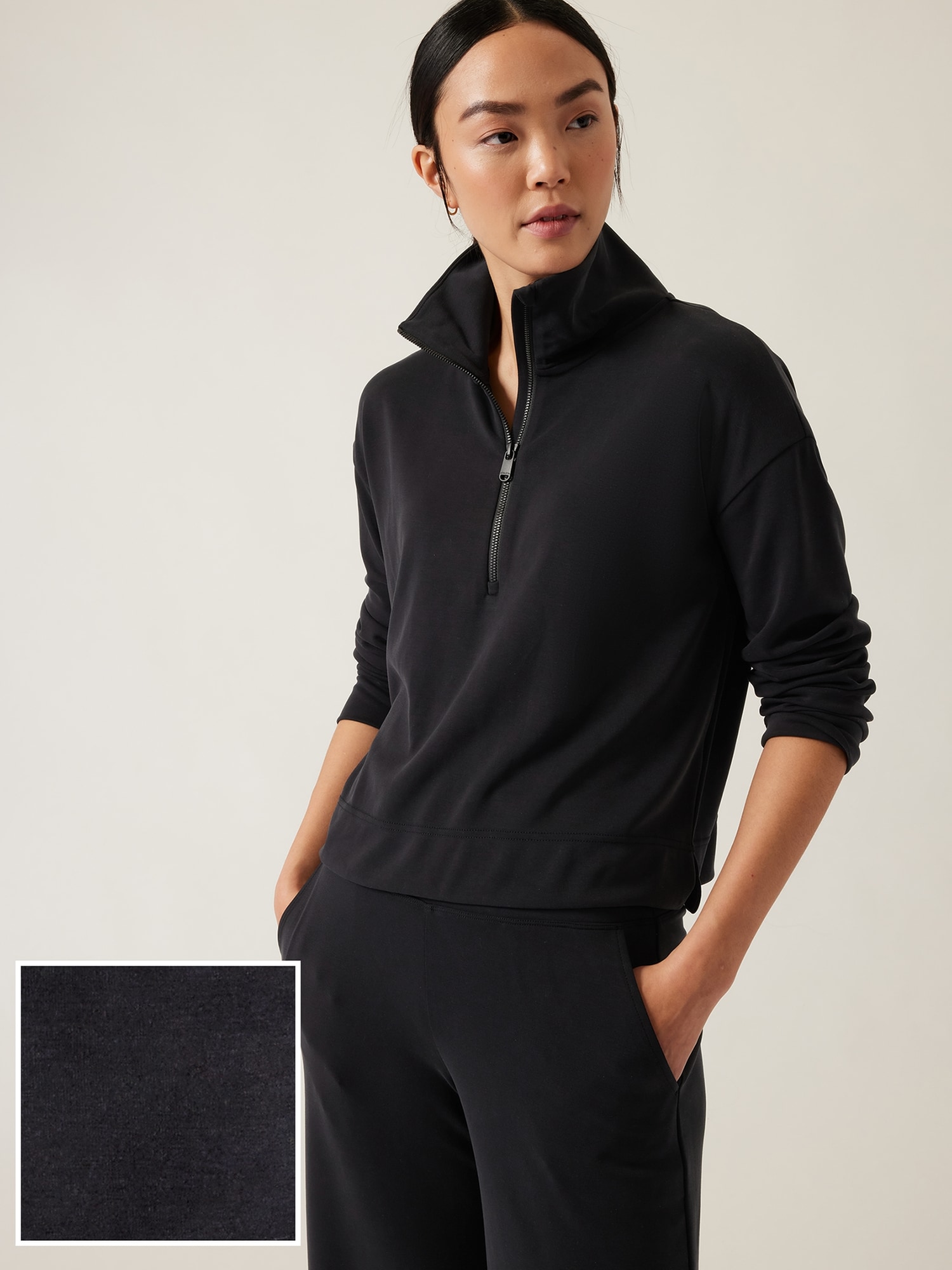 Athleta Seasoft Quarter Zip black. 1