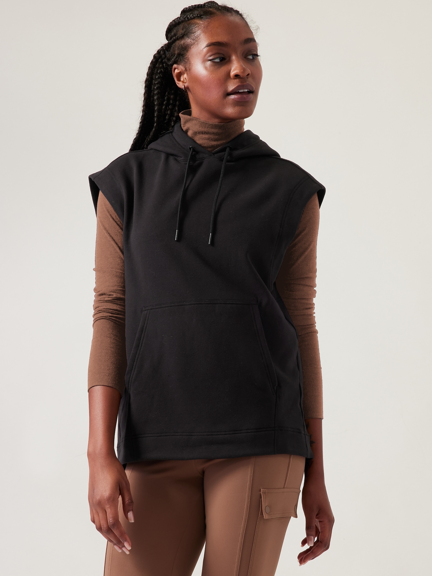 Athleta Retroplush Cocoon Hoodie Sweatshirt black. 1