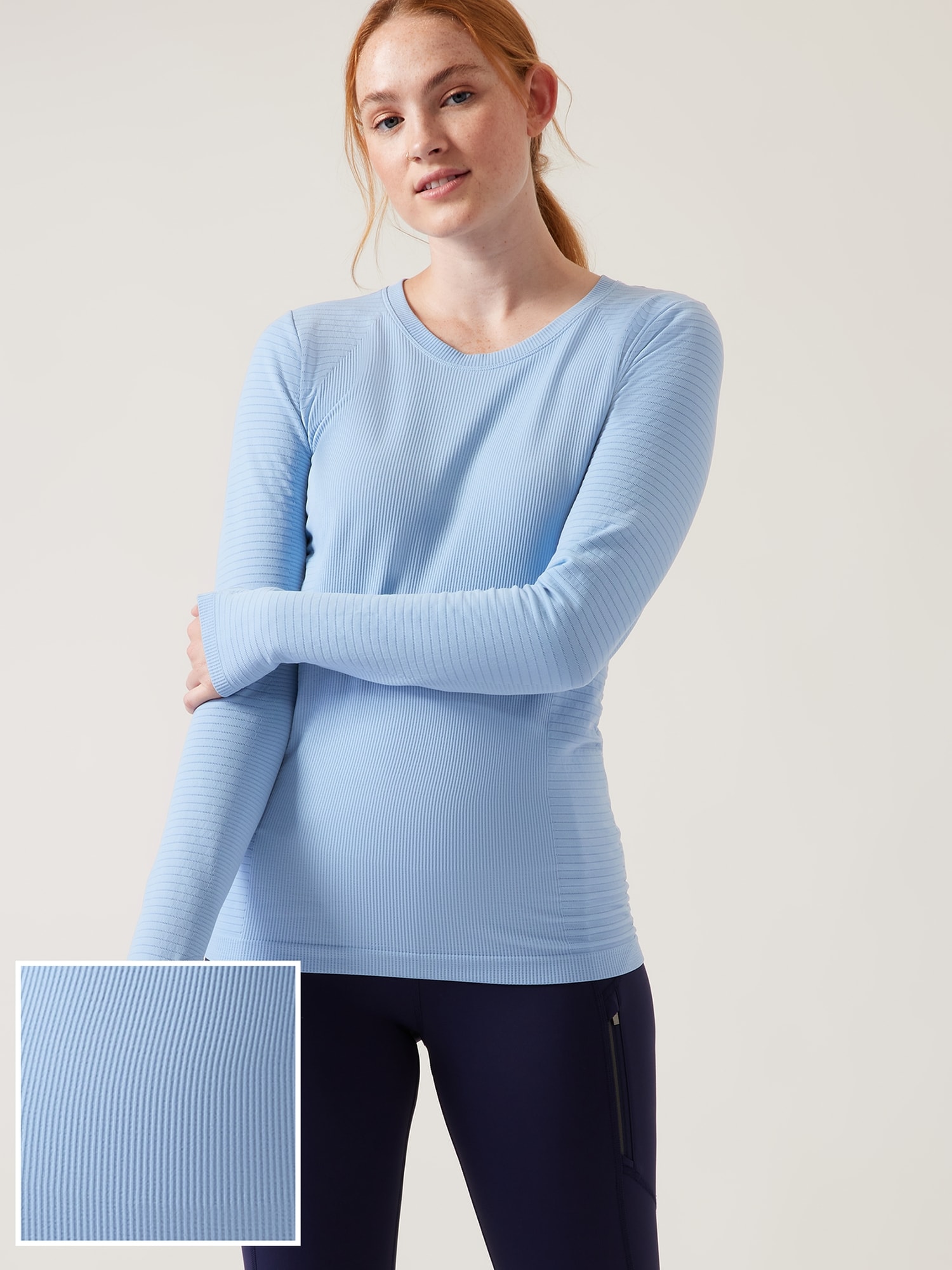 Athleta Flurry Blizzard Seamless Top blue. 1