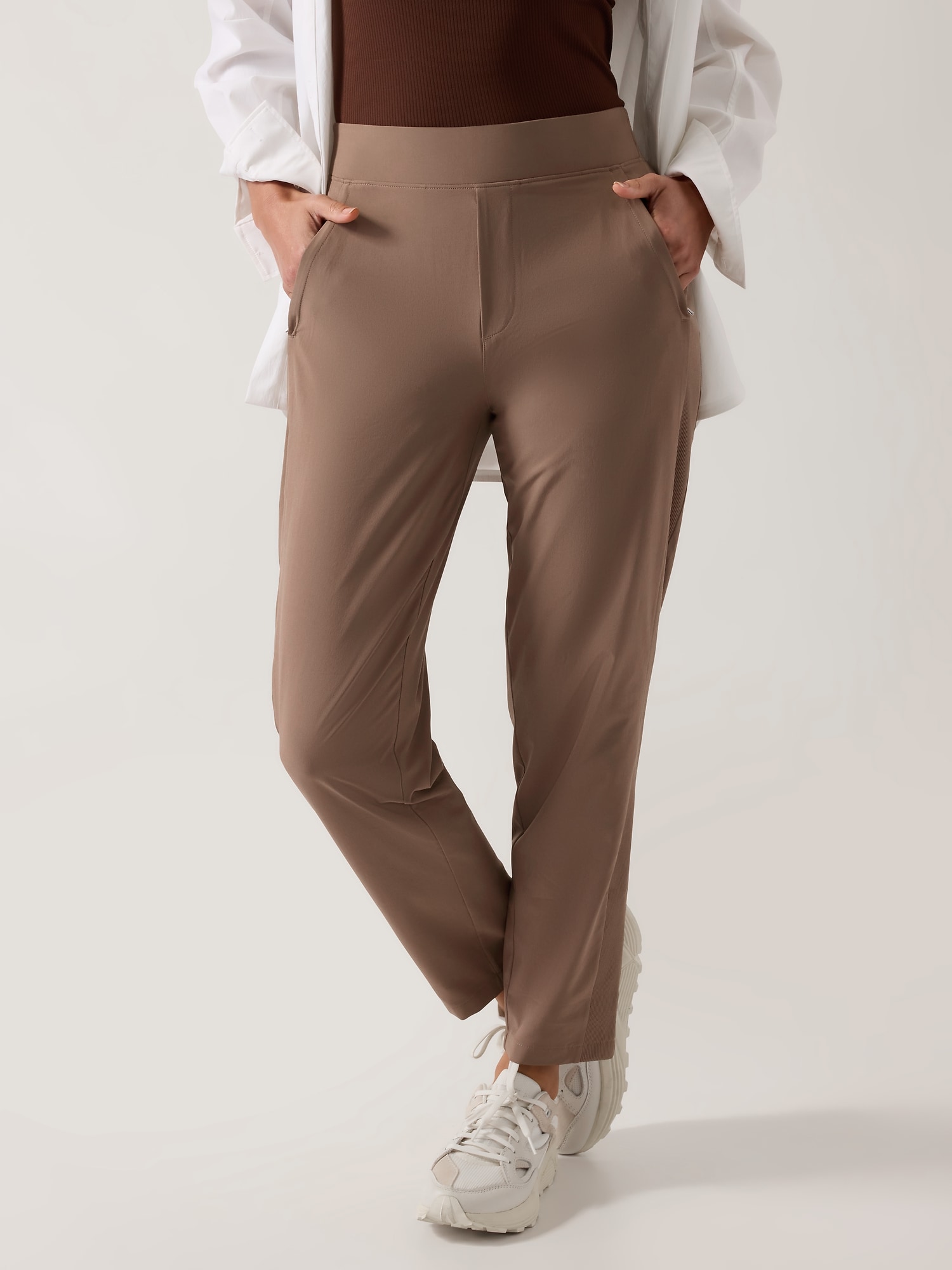 Athleta Brooklyn Lined Pant beige. 1