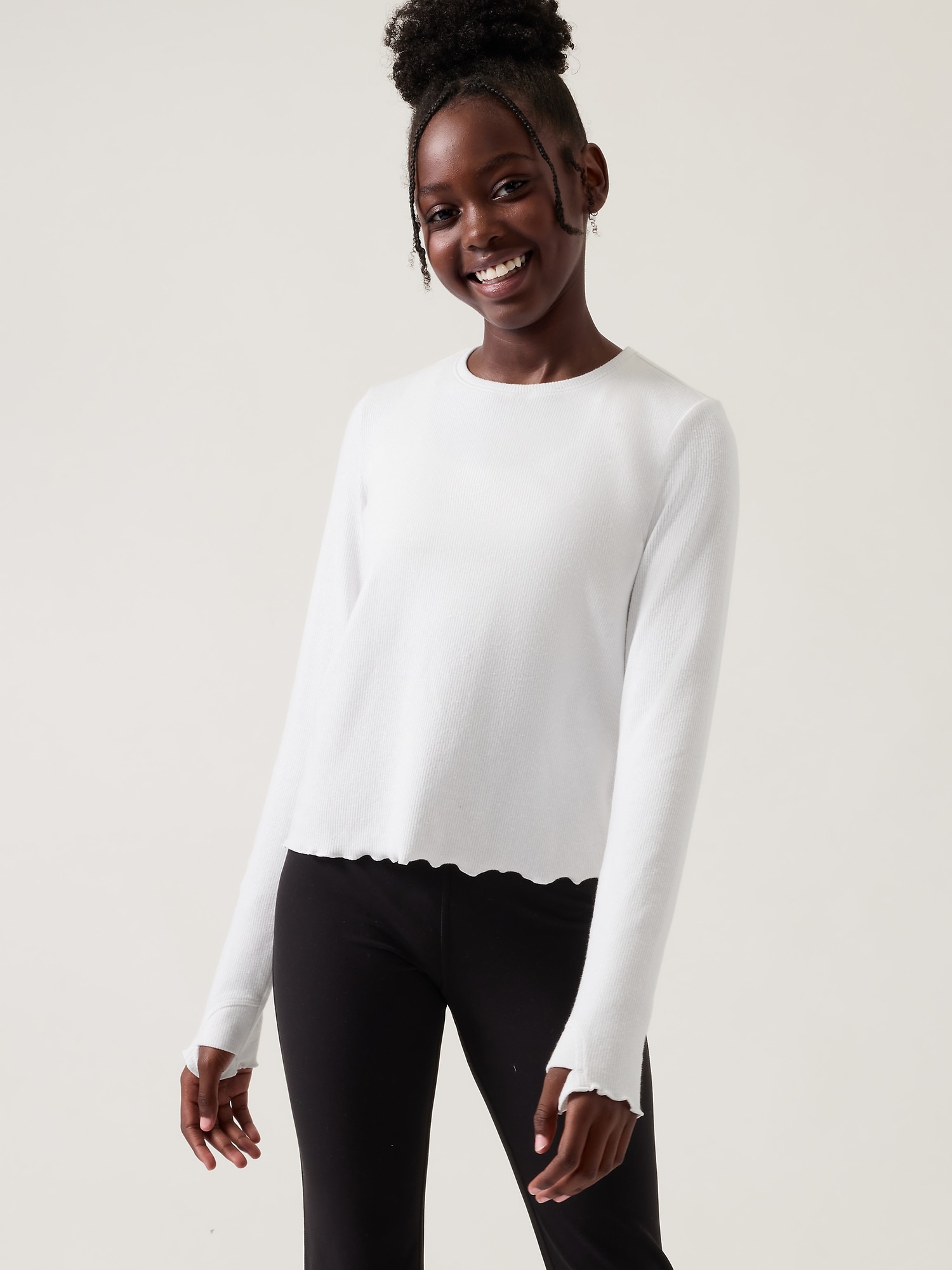 Athleta Girl Change Maker Rib Top white. 1