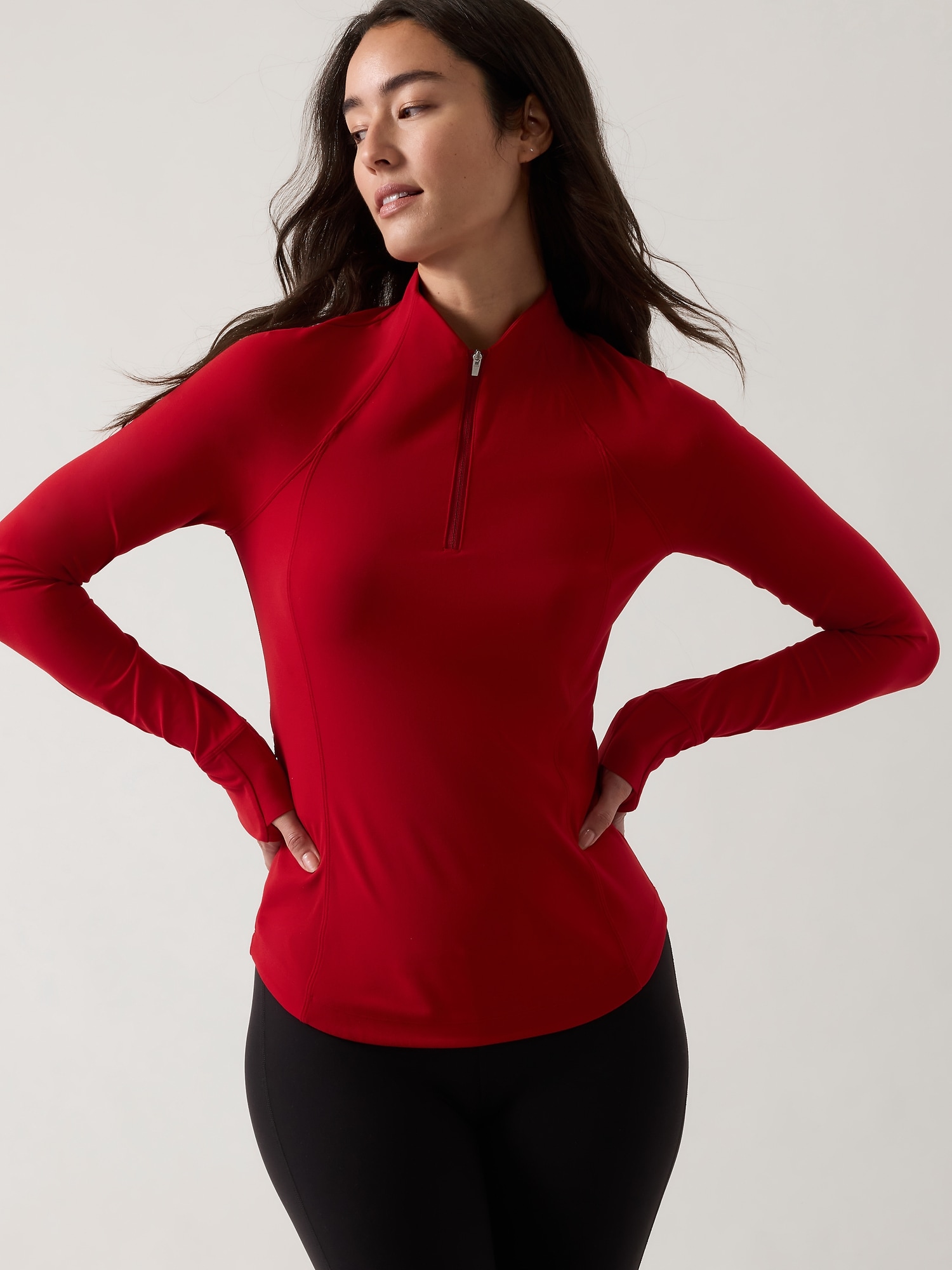 Athleta Salutation Half Zip red. 1