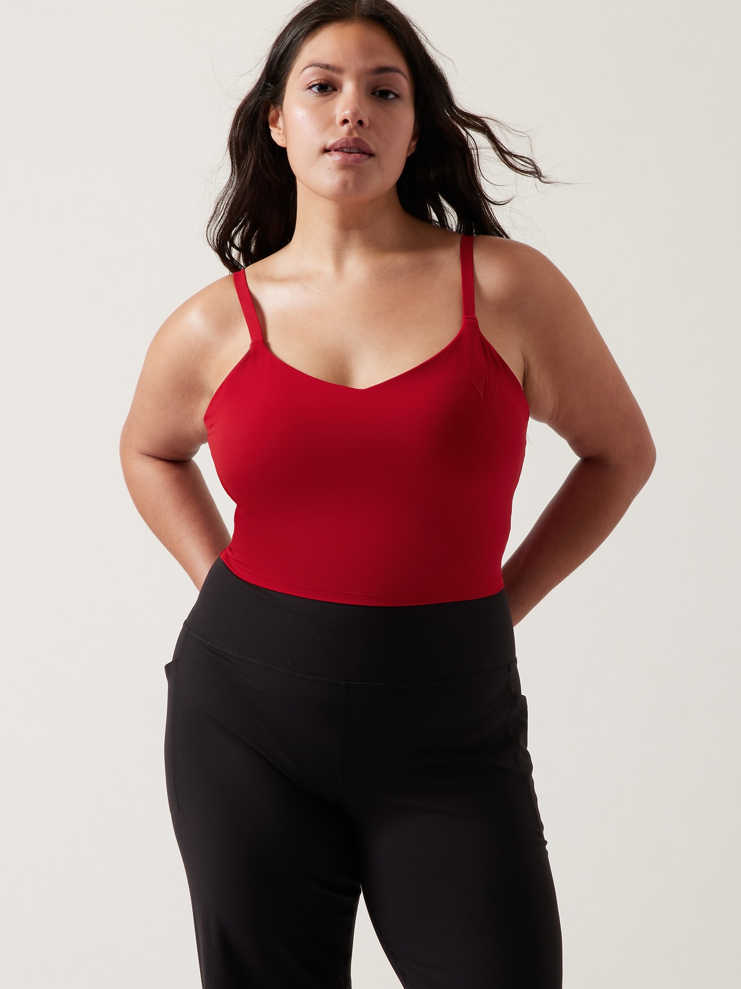 Athleta Elation V-Neck Longline Bra D-DD red. 1