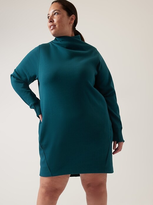 Blue mock neck dress hotsell