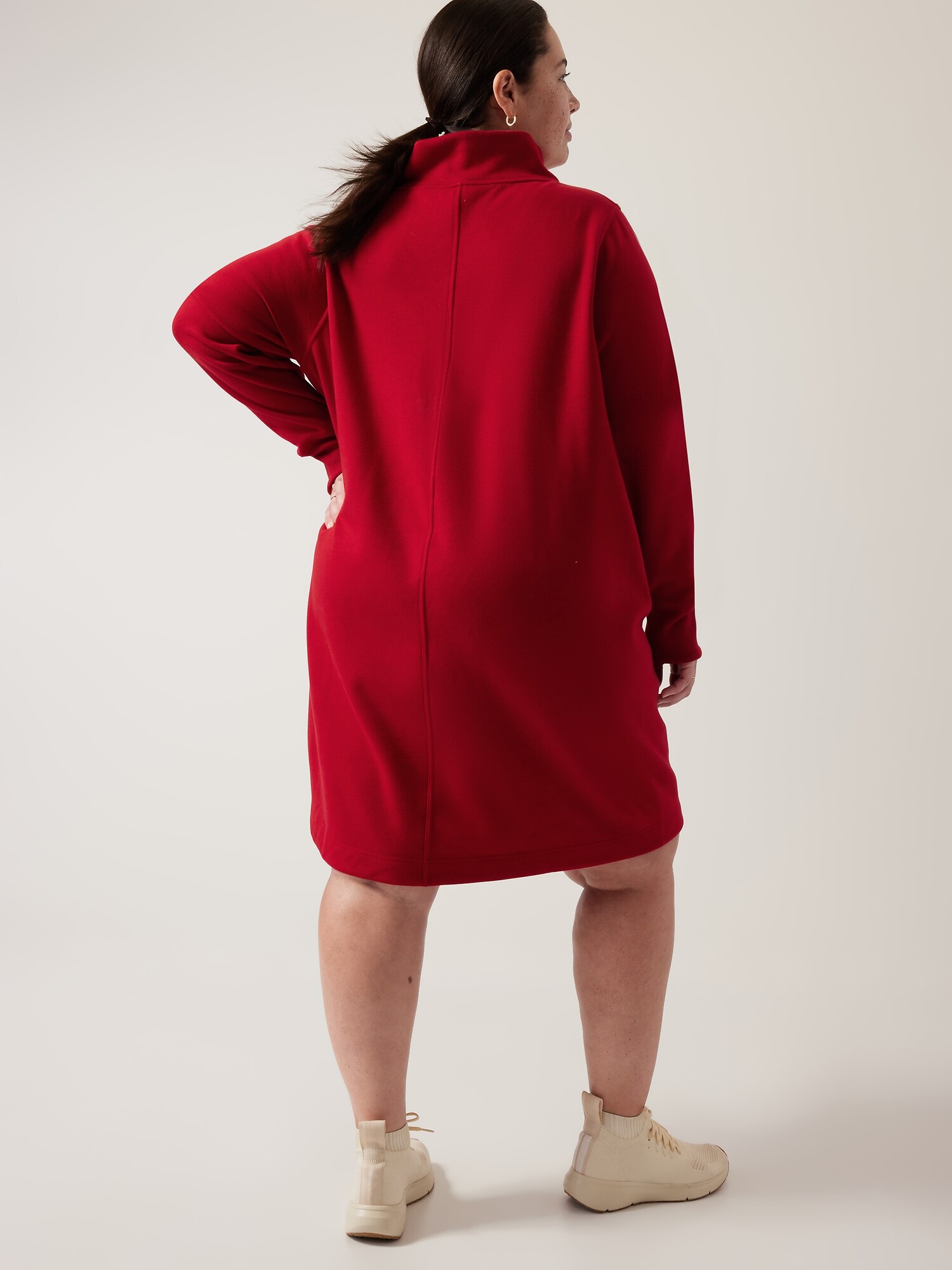 Maya Dress Turtleneck Organic Cotton Fleece Tunic Dress With Pockets High  Neck Cozy Winter Dress 