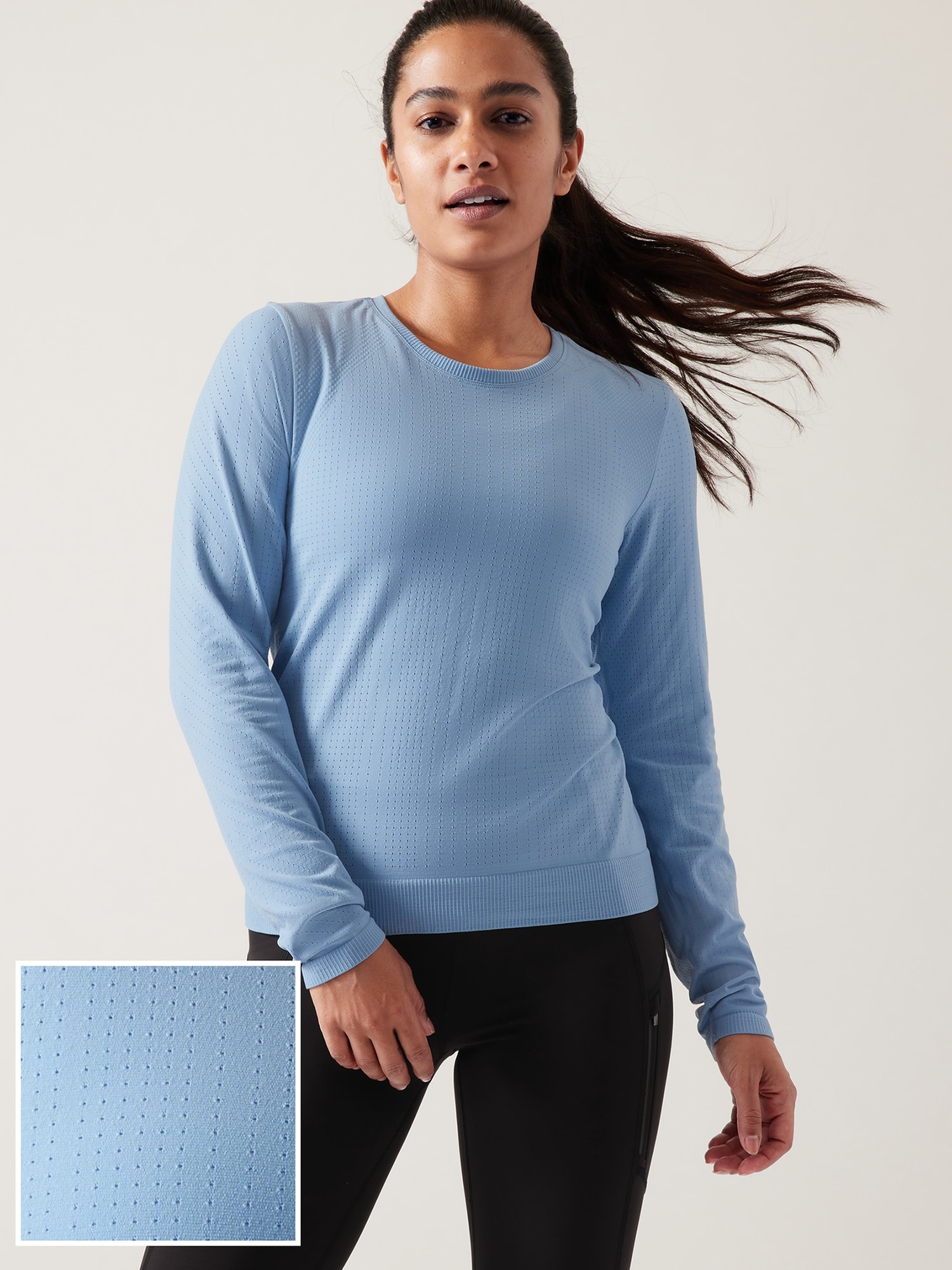 Athleta In Motion Seamless Top blue. 1