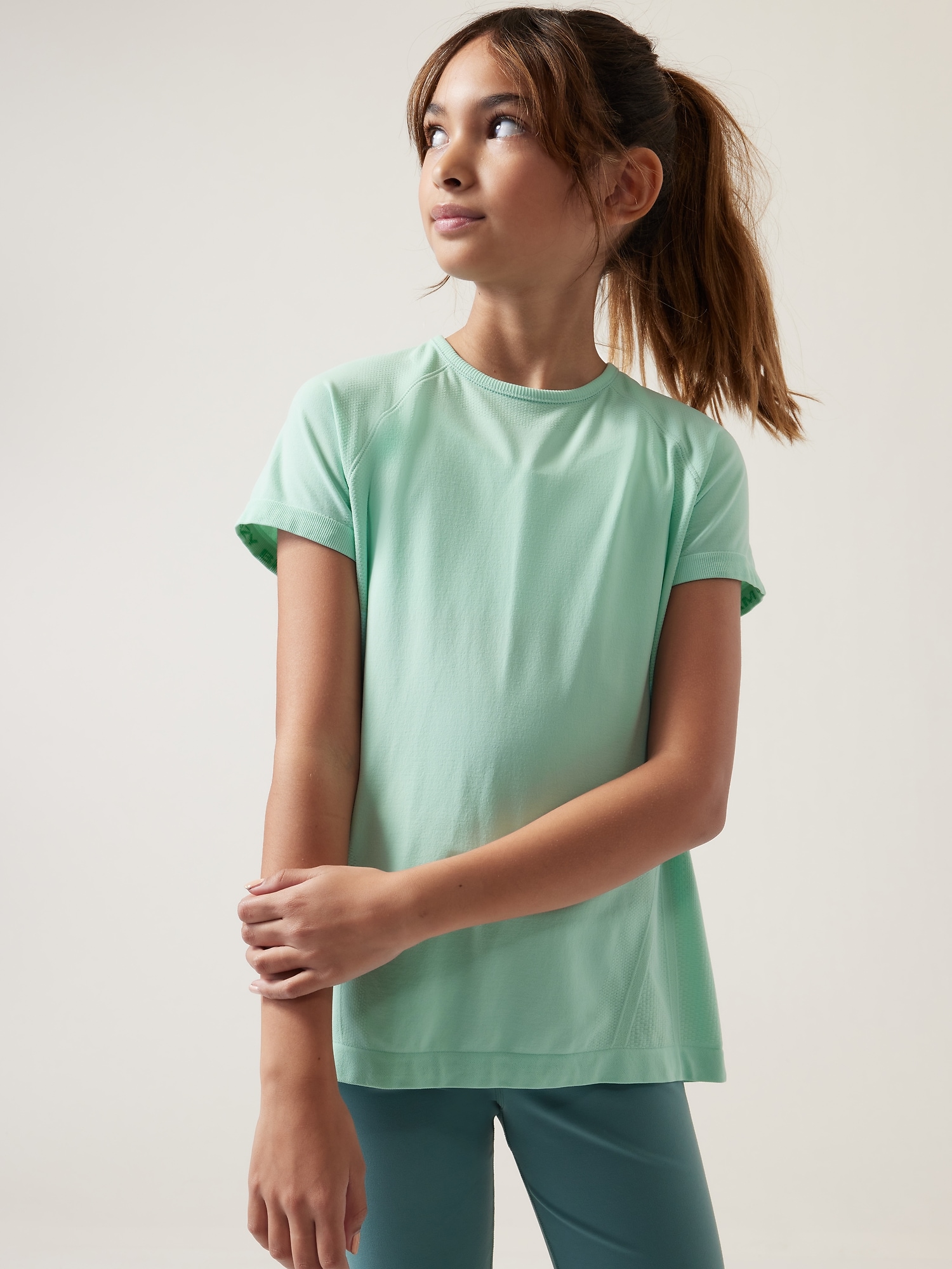 Athleta Girl Power Up Tee green. 1