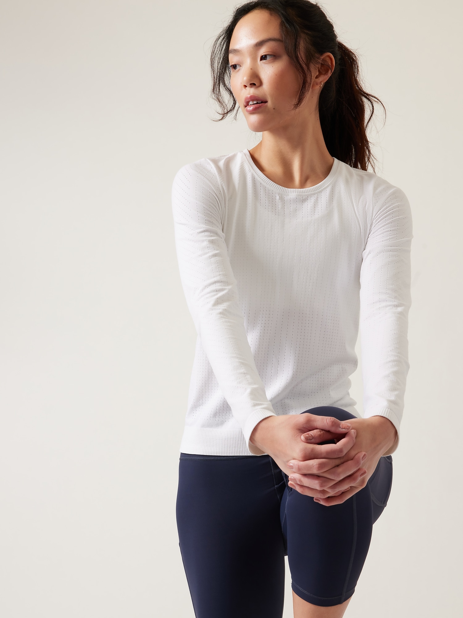 Athleta In Motion Seamless Top white. 1