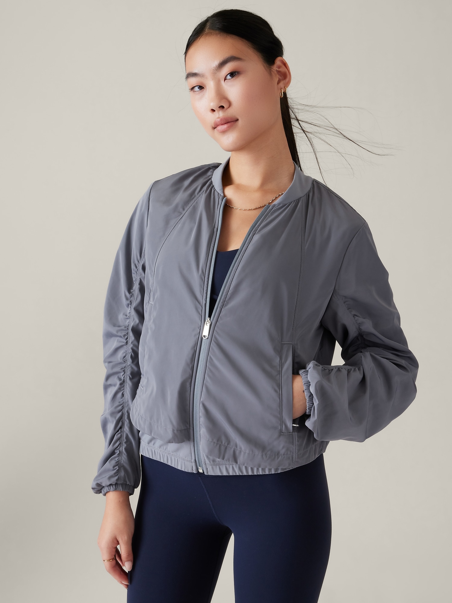 Athleta Wayfarer Bomber Jacket blue. 1