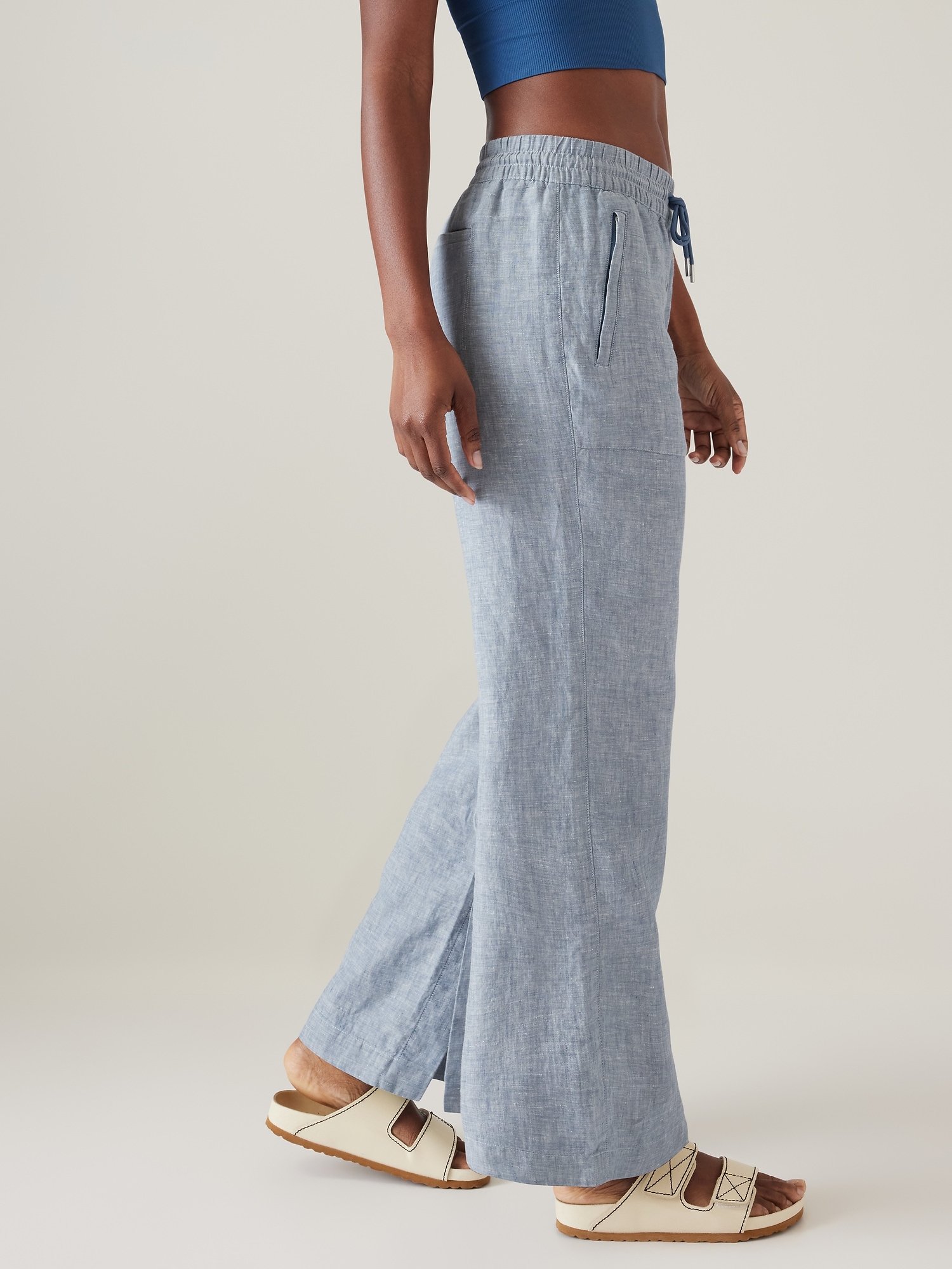 Womens Linen Pants Tall Summer Oversized Linen Trousers High Rise Wide Leg  Boho Lounge Pants with Pockets : : Clothing, Shoes & Accessories