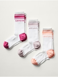 Image number 1 showing, Athleta Girl Everyday Crew Sock 3-Pack